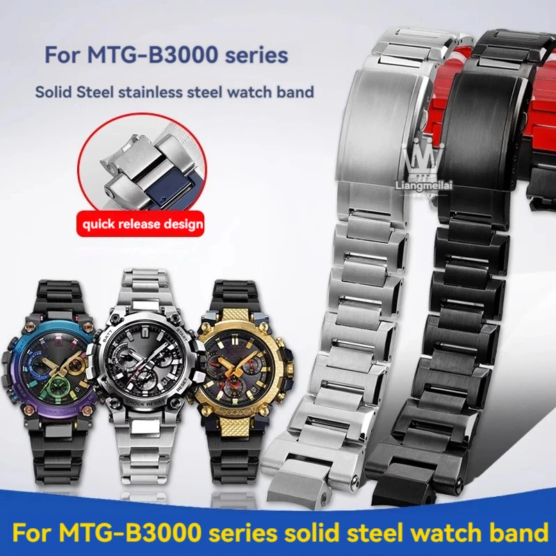 

For Casio G-SHOCK MTG-B3000 MTG B3000 Series Solid Steel Strap Quick Release Stainless Steel Watch Chain Strap Accessories Men