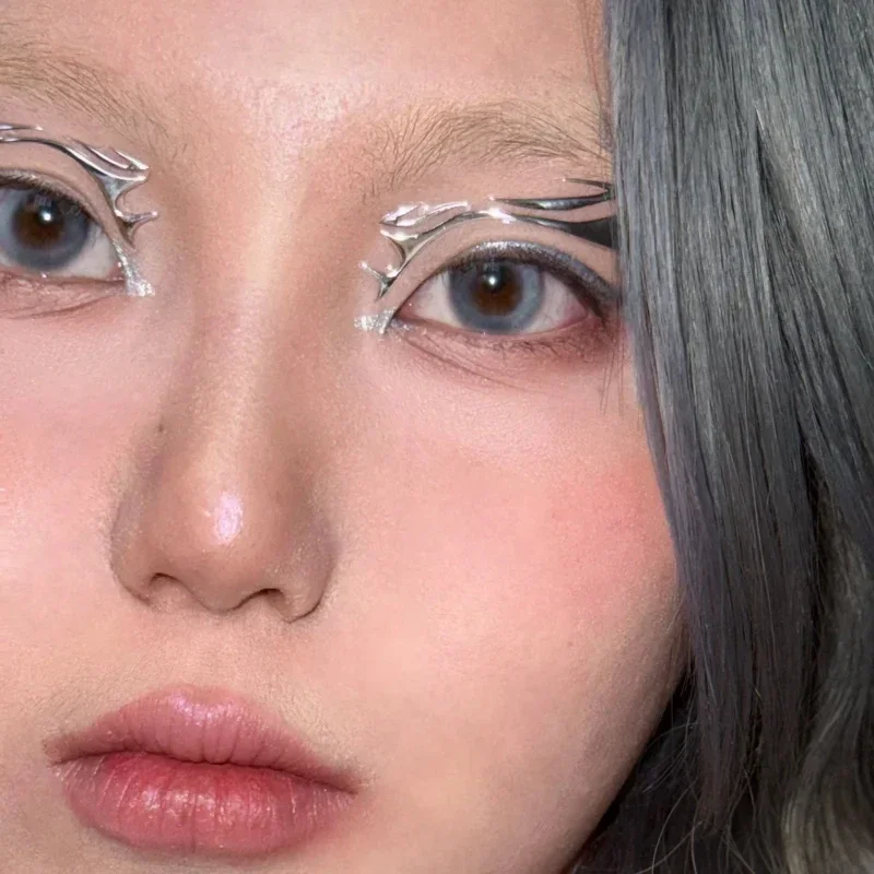 Sliver Eyes Face Makeup Stickers Lasting DIY Laser Y2K Eyeliner Decoration Decals Festival Party Facial Eye Makeup Decorations