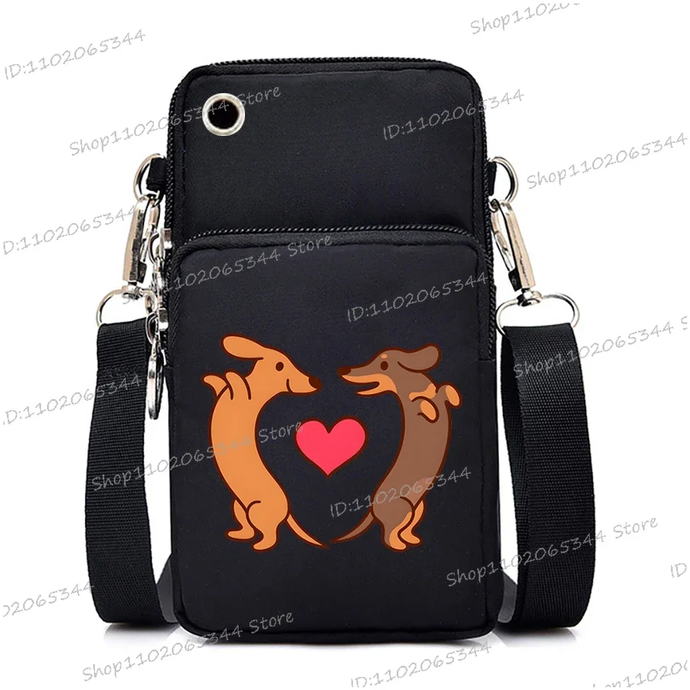 Casual Cartoon Dachshund Small Crossbody Bags Women Anime Animal Messenger Shoulder Bag Cute Dachshund Cell Phone Handbags Purse