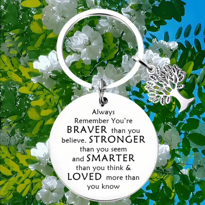 New Son Daughter School Gifts Keychain Pendant Always Remember You Are Braver Key Chains Inspirational Gifts
