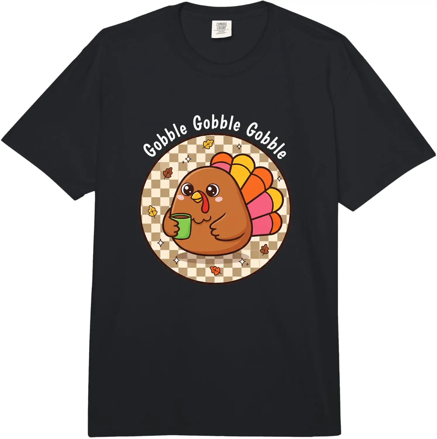 Gobble Cute Turkey Thanksgiving Comfort Colors Adult Heavyweight T-Shirt 100% Cotton Trendy Y2K Short-Sleeve Tee – Soft,