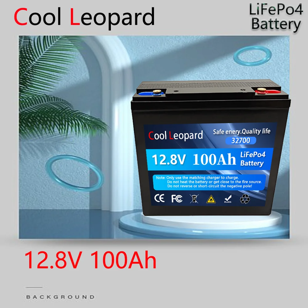 

12.8V LiFePO4 Battery， 100Ah 12V Lithium Iron Phosphate Batteries Pack 5000 Cycles RV Cart Boat Solar Battery