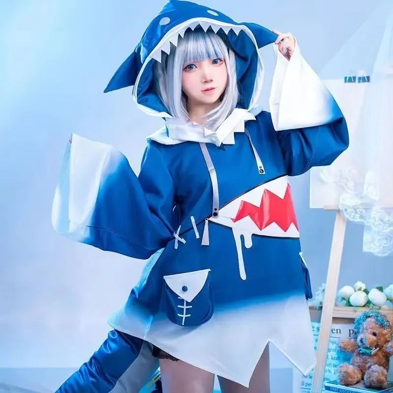 Hololive Gawr Gura Cosplay Costume ENG Shark Costume for Women Halloween Youtuber Cosplay Full Set Tail