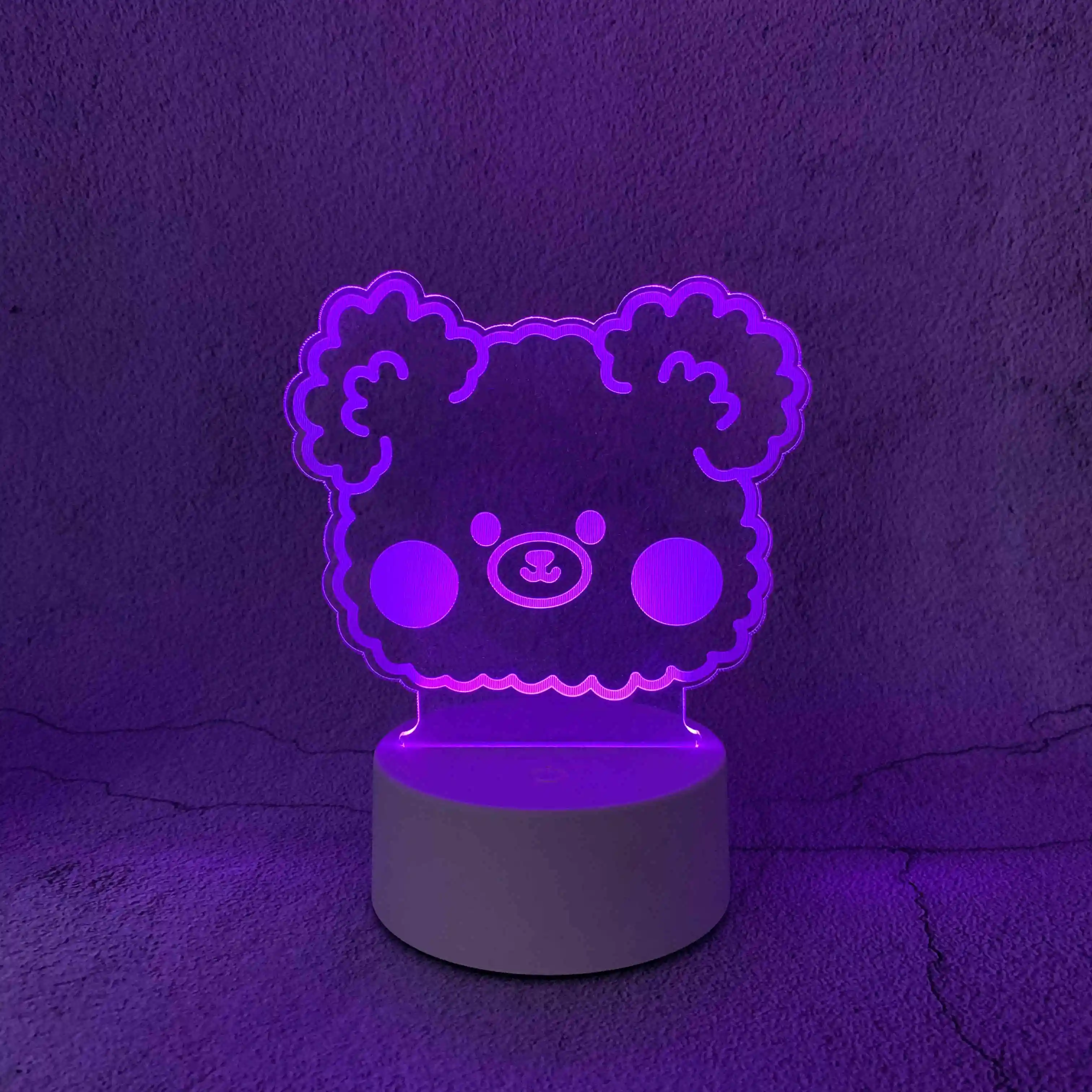 Creative Colorful Bear Head 3D Plug-in Bedroom Bedside Lamp Simple Night Light Appearance Level Gift