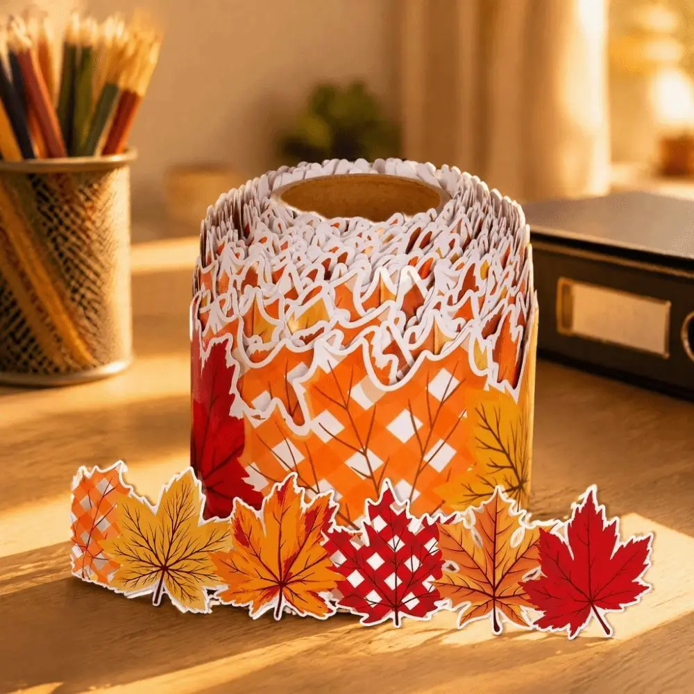 Self Adhesive Chalkboard Board Border Maple Leaf Pattern 10M Long Roll Border Trim Fall Foliage Design Wall Decorative Trim