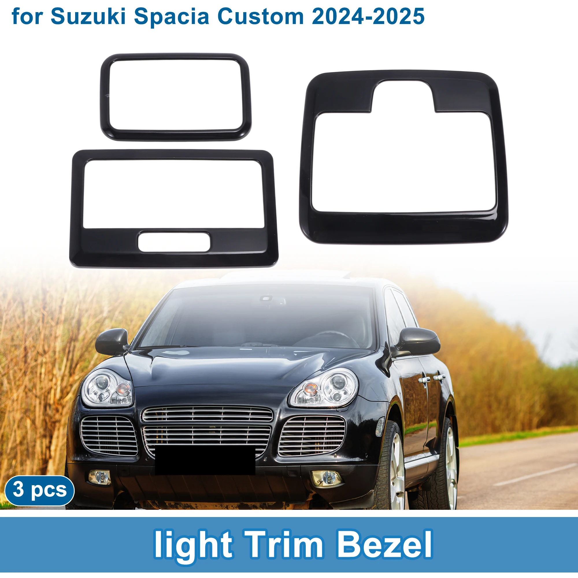 UXCELL Front Row Rear Row Light Trim Bezel for Suzuki Spacia Custom 24-25 Black