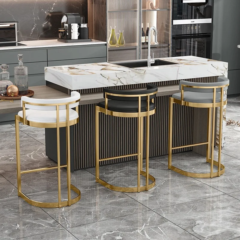 Modern Simple Backrest Cafe Bar Chair Home Island High Chair Nordic Light Luxury High Stool Bar Chair