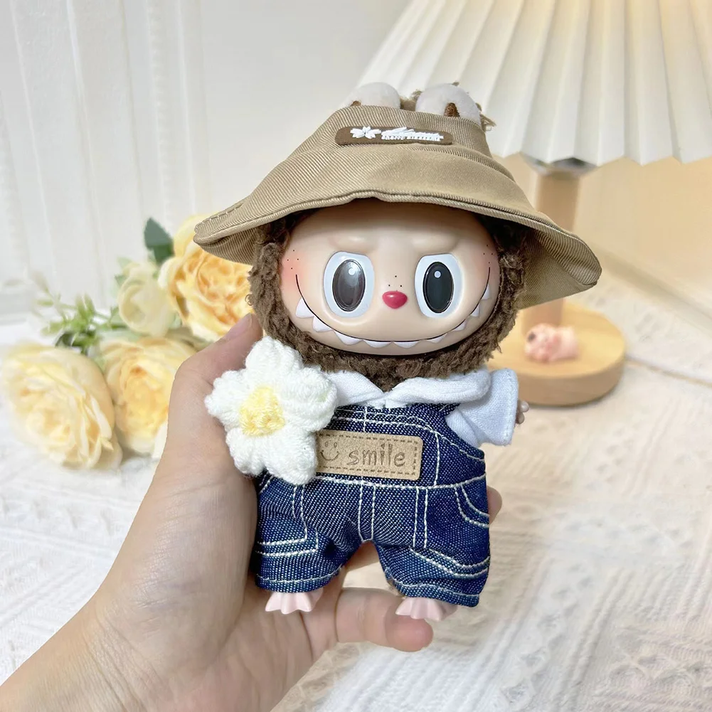 For 17cm Labubu Doll Clothes with Back Pants Hat Shoes Color Match Clothes Suit Dolls Outfit Accessories for Kid Gift