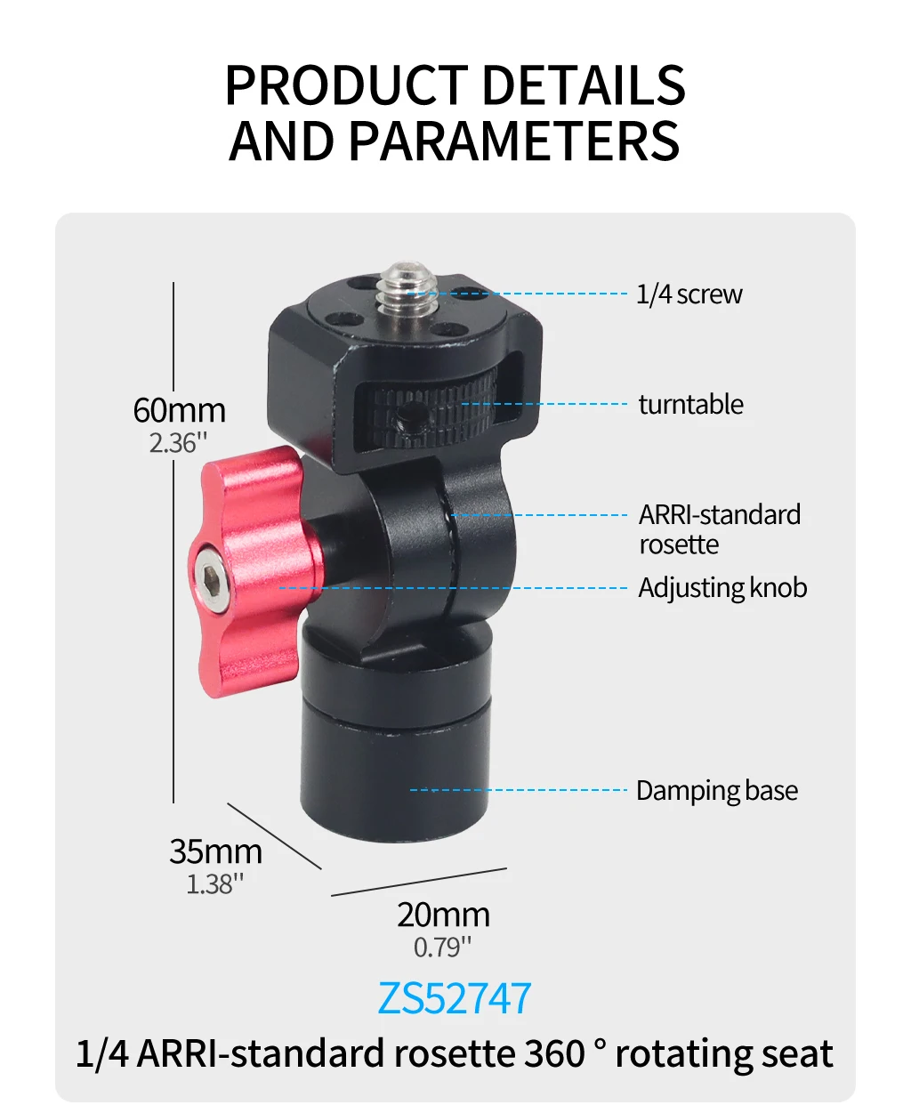 360° Schwenkbarer Schnellverschluss-Stativ-Kugelkopfadapter ARRI-Ausrüstung Magnetische Halterung für GoPro13 Insta360 DJI Action Pocket 4 Kamerahalterung – Detail 17