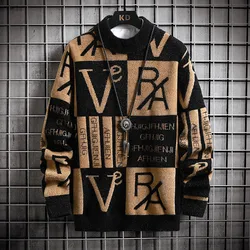 Men Knitted Sweater Stripe Pullovers Printing Round Neck Sweater Autumn/Winter Designer Quality Casual Men Clothing Jumper