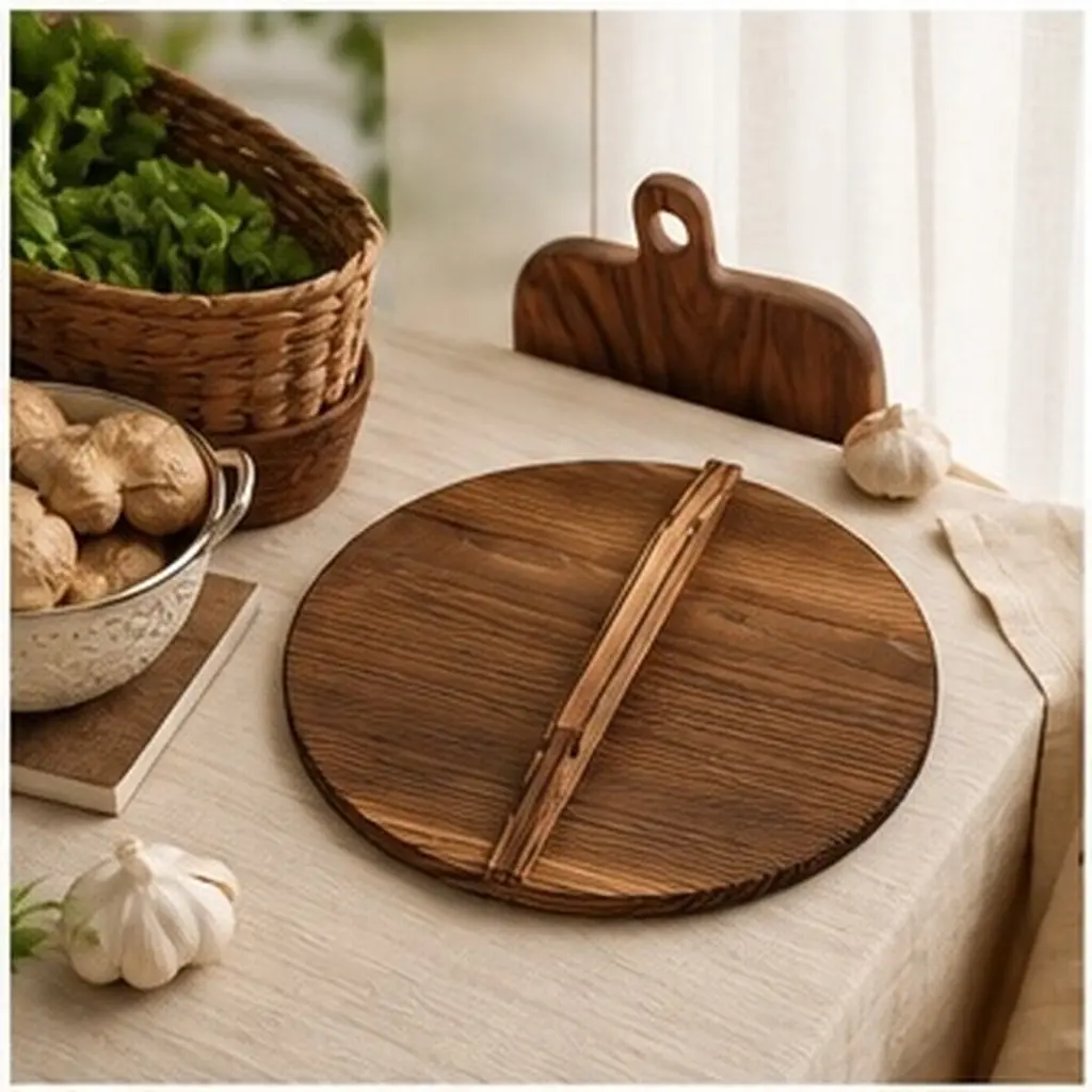 Wooden Wok Lid Tenon Joint Design Anti Splash Moisture Proof Corrosion Resistant Kitchen Pot Cover