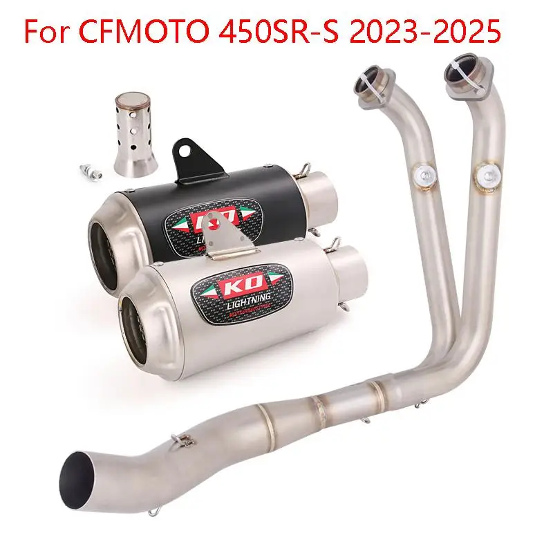 Slip On For CFMOTO 450SR-S 2023-2025 Motorcycle Full Exhaust System Header Link Pipe Connect 51mm Muffler Stainless Steel Baffle