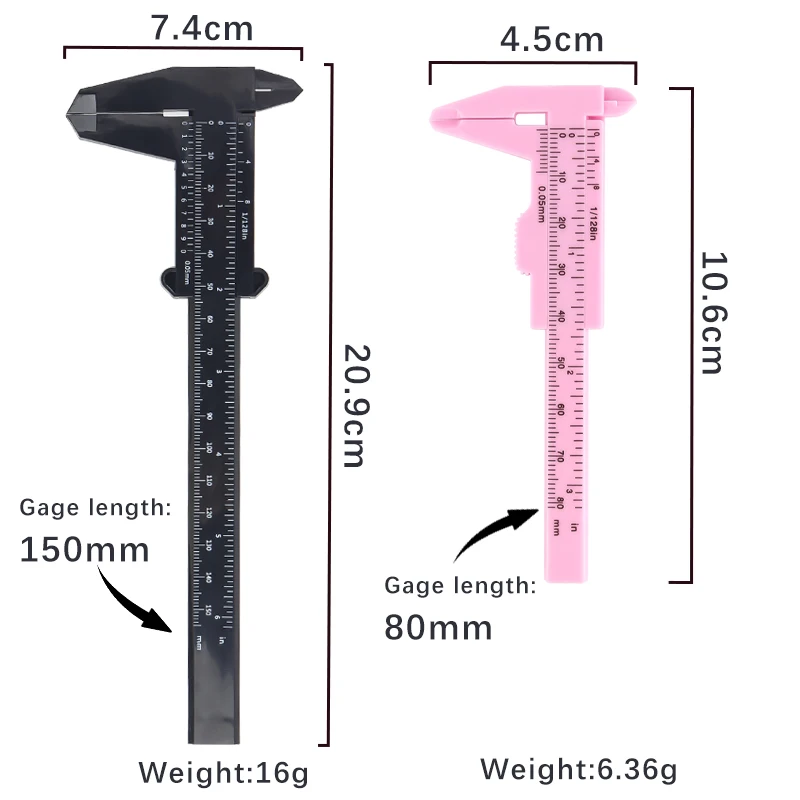 80/150mm Mini Plastic Vernier Calipers Double Scale Rulers Depth Diameter Measure Dial Gauge Ruler DIY Tool Ruler Inside Meter image 6