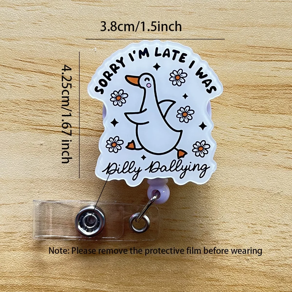 1pc Cute funny design Retractable Badge Reel – Acrylic ID Holder for Doctors, Nurses, RN, LPN, Healthcare Staff