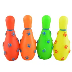 Natural Teeth Cleaning Random Color Toy Squeaky Dog Toys Pet Sounds Bowling With Paw Pattern Cat Dog Non-Toxic Random Color