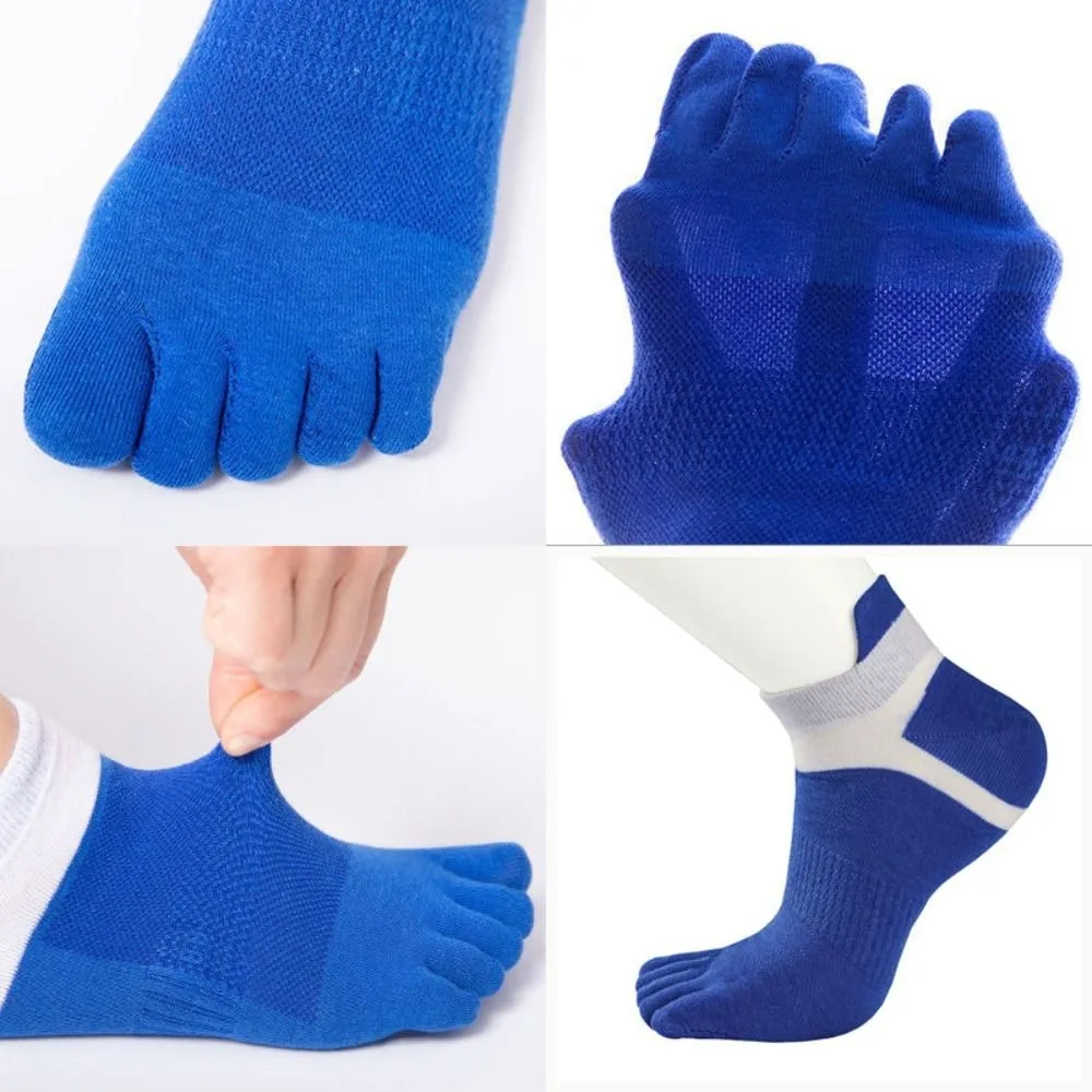 Men\'s Five Toe Socks Fashion Cotton Patchwork Five Finger Sports Socks Short Sweat-absorbing Running Hosiery