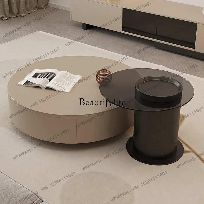

Coffee Table Small Apartment Living Room Household Light Luxury Modern Simple Glass Edge Table