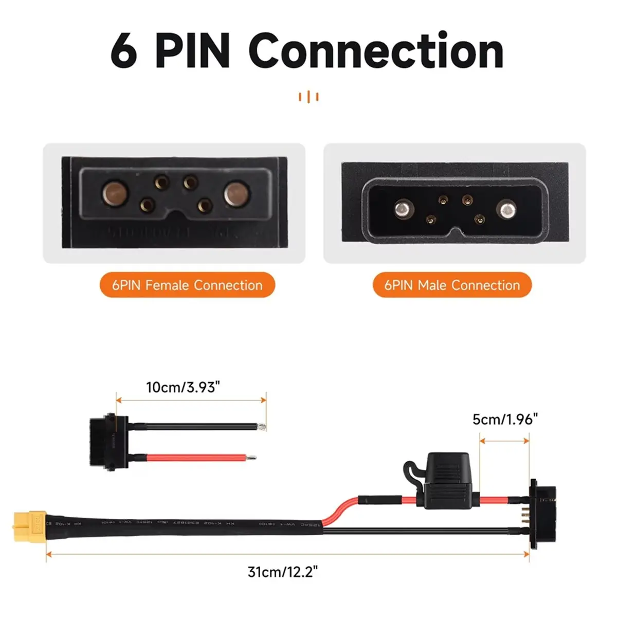 Male Female for Hailong Battery Discharge Connector 50A Fuse Protection EBike Power Battery Base Replacement Parts 5pin