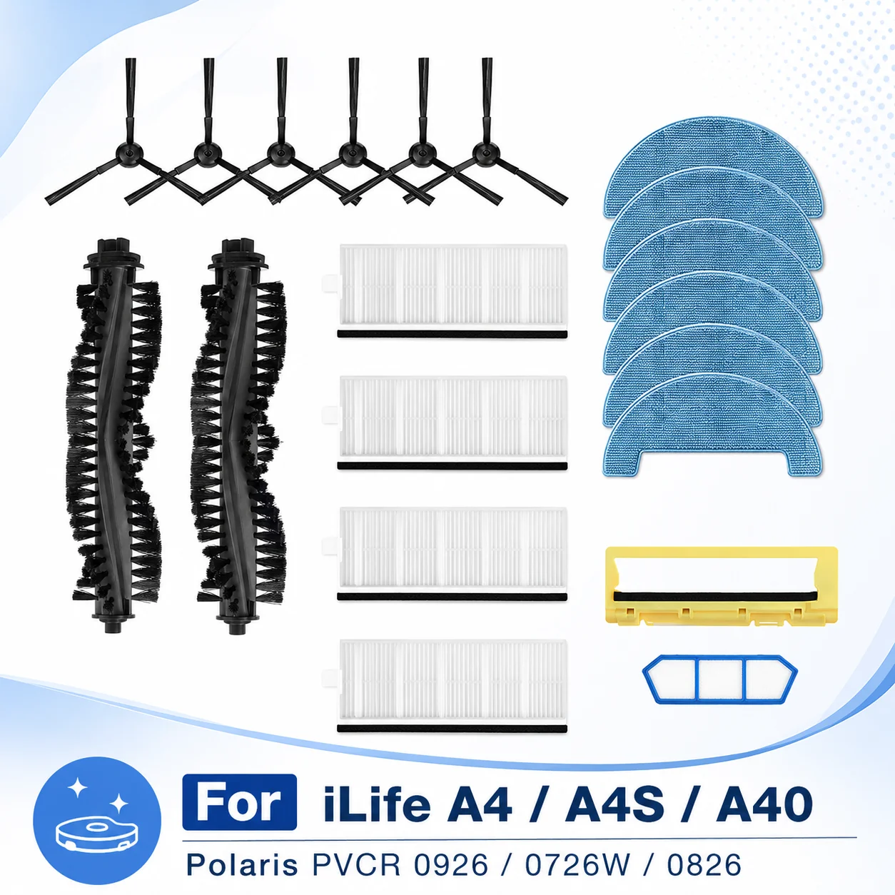 Ersatzteile für ILife A4 A4S A40 Polaris PVCR 0926 0726W 0826 Roboterstaubsauger Hauptbürste Seitenbürste Hepa-Filter Wischzubehör