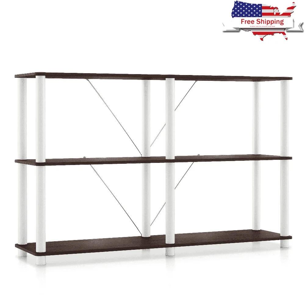 

Modern 3-Tier Open Display Shelf Bookcase Espresso Storage Solution Living Room Office Easy Assembly 47 Inch