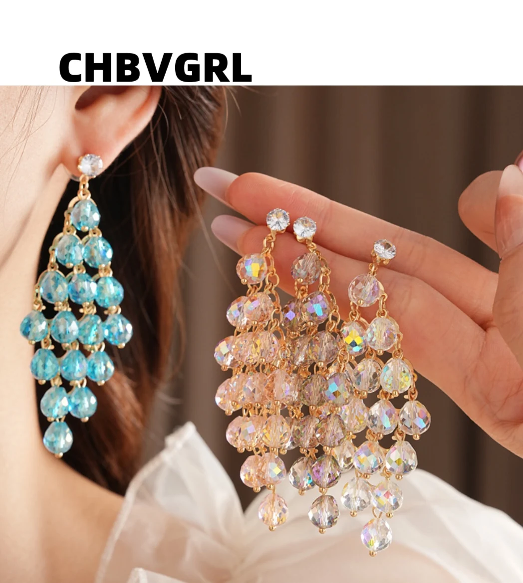 

Korean-style sweet diamond-shaped fringe earrings, elegant, luxurious, high-end earring, fresh and simple, versatile earring