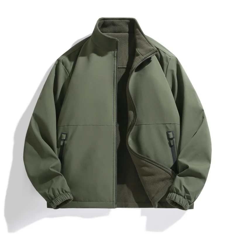 Outdoor Running Sports Fashion Double-sided Jacket Spring and Autumn Sports Casual Comfortable Breathable Stand Up Collar Jacket
