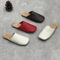 GKTINOO 2026 New Handmade Genuine Leather Women's Shoes Soft Soled Casual Round Toe Slip-on Flat Slippers