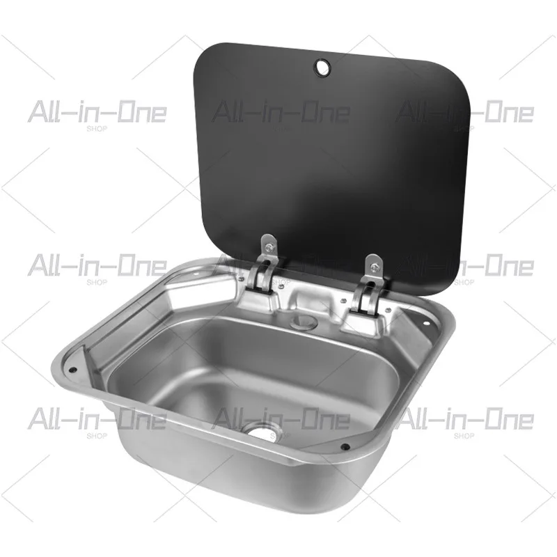 RV Kitchen Stainless Steel Single Slot Sink with Cover, Square Folding Vegetable Basin Car Water Purifier Accessories