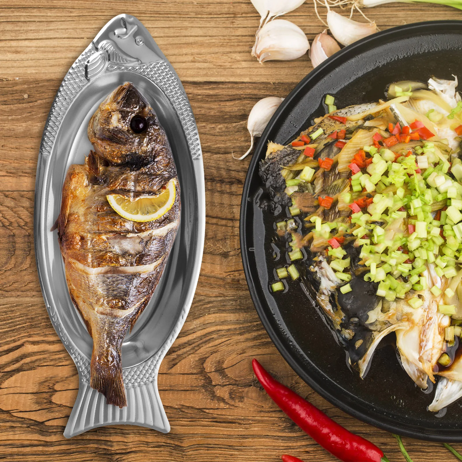 

1 шт. магнитная тарелка в форме рыбы из нержавеющей стали, устойчивая к высоким температурам кухонный поднос для еды