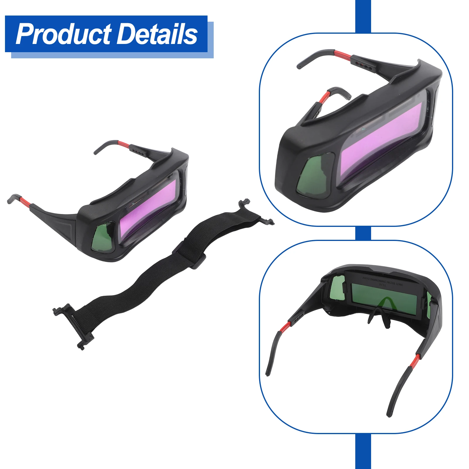 Intelligent Dimming Glasses Auto Darkening Welding Glasses Cutting Tasks Breathable Frame Thick Frame Welding Protective Glasses