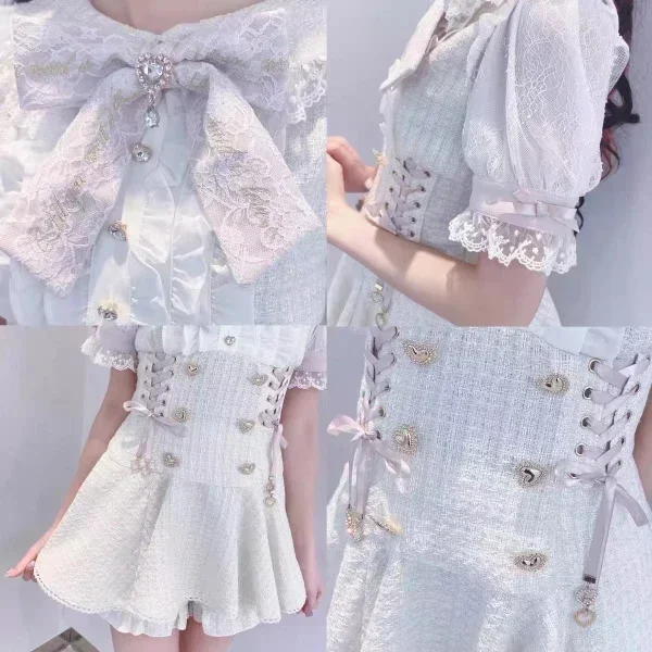 Japanese Mine Mass-Produced Short-Sleeve Shirt Dress Shorts Set Women Sweet Liz Doll Collar Bow Shirt Dress Two-Piece Suit 6 Japanese Mine Mass-Produced Short-Sleeve Shirt Dress Shorts Set Women Sweet Liz Doll – view 6