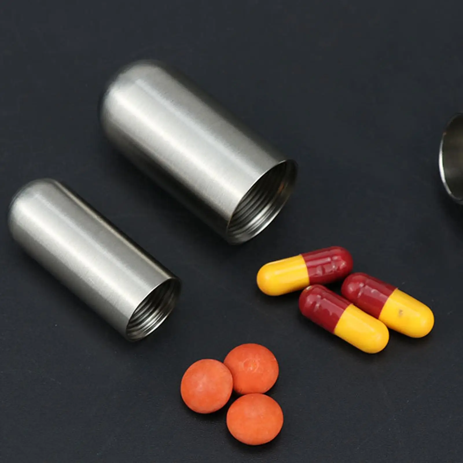 

Stainless Steel Pill Box Portable Pill Organizer Case Container for Camping
