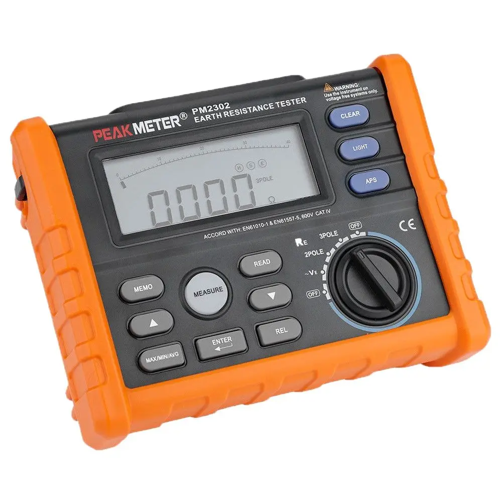 เครื่องทดสอบความต้านทานดินแบบดิจิตอล PM2302เครื่องวัดความต้านทานดิน0โอห์ม-4000โอห์ม