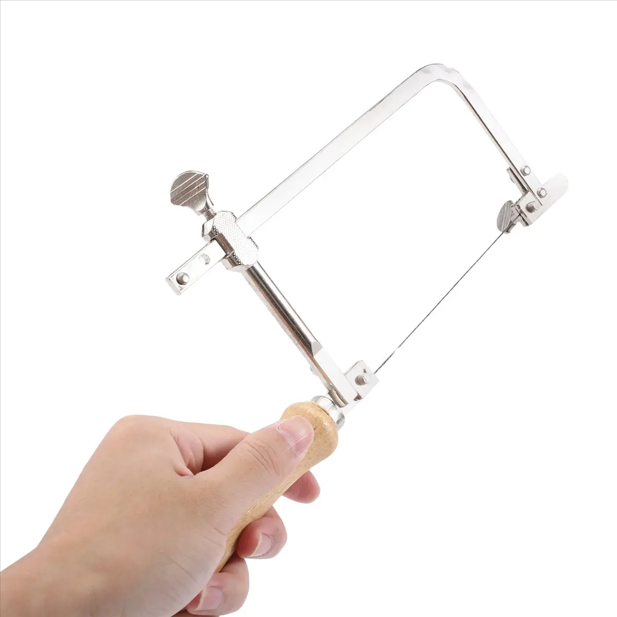DT35BG Coping Saw Steel Frame and 12 Pcs Diameter 1Mm Wire Saw, Accurate Cutting for Wood, Metal, Plastic, Etc.