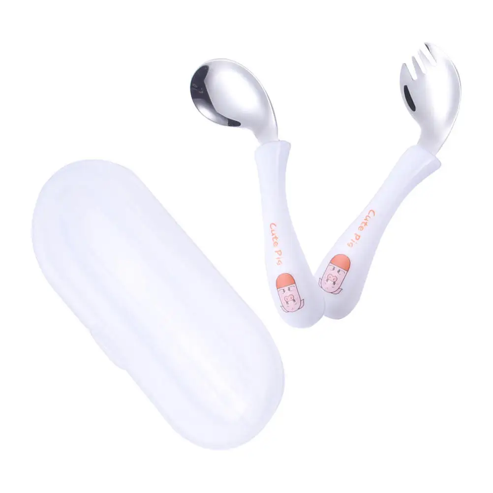 

1Set Pig Inspired Children Fork Spoon Set High Quality Stainless Steel ABS Baby Tableware Safe Smooth Edges Toddler Feeding Kit