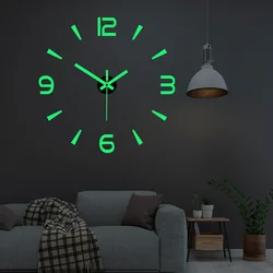 Mode Diy Lichtgevende Wandklok Voor Woonkamer Design Europa Klok Stickers Acryl Spiegel Klokken Decoratieve Home Quartz Horloge