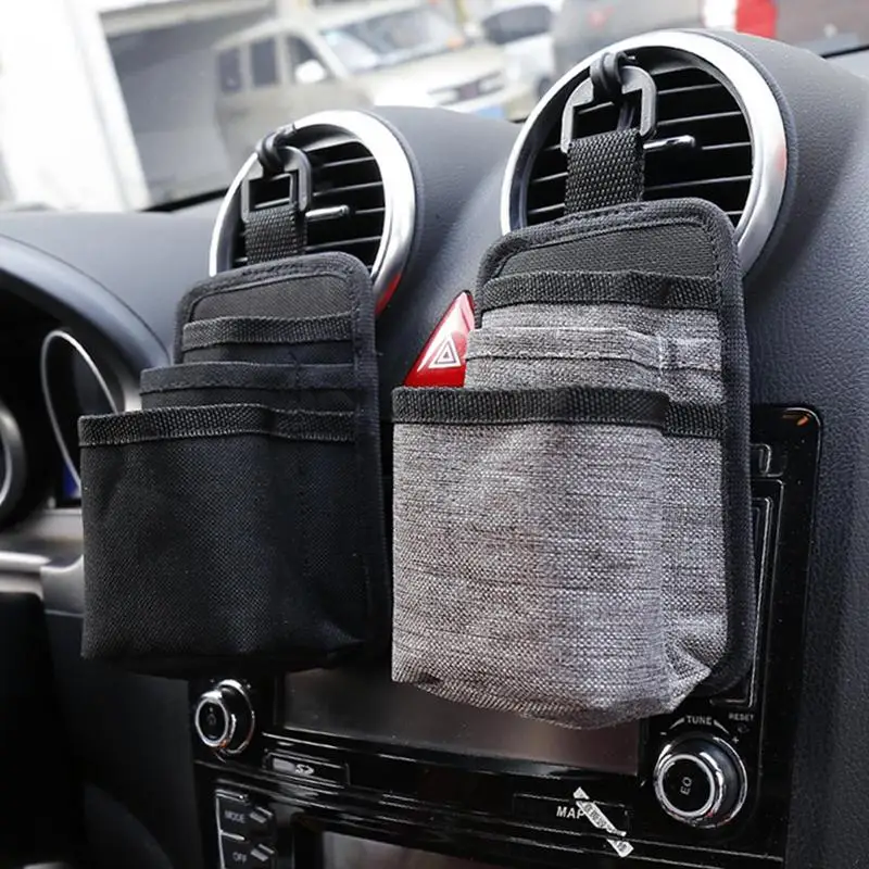 Car Air Vent Storage Bag Car Vent Pouch With Charging Port Personal Belonging Storage Pouch Organizer Interior Accessories