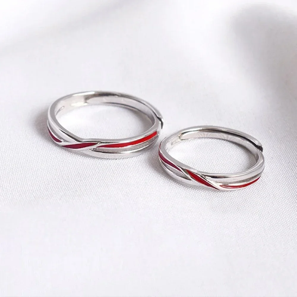 2 PCS Twist Red Line Matchmaker Copper Plated Platinum Couple Ring Men Women Propose Gift Finger Jewelry Wholesale Drop Shipping