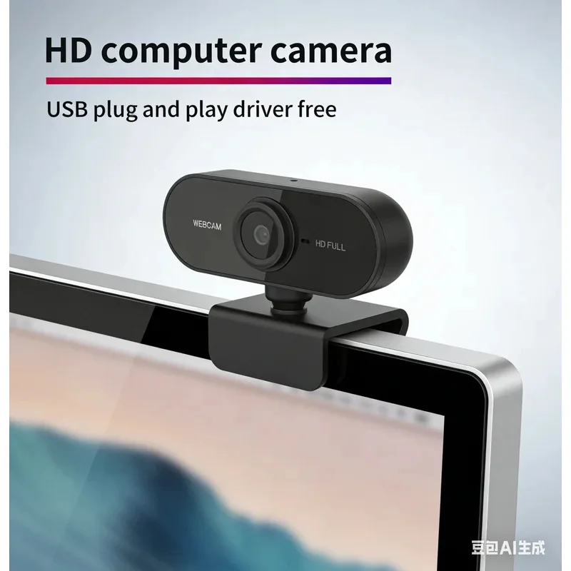 USB Webcam with Microphone, Plug and Play Computer Camera for Video Calling, Zoom, Teams, Streaming, Compatible with PC and Mac
