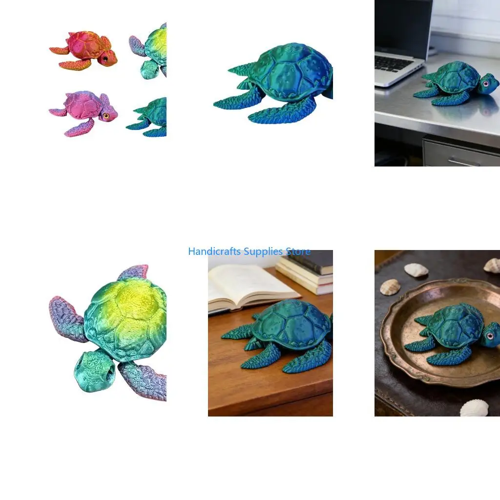 R1WA 3D Printed Sea Turtles Realistic Sea Turtles Figurines Statues Ornament Articulated Fidgety Toy for Animal Lover
