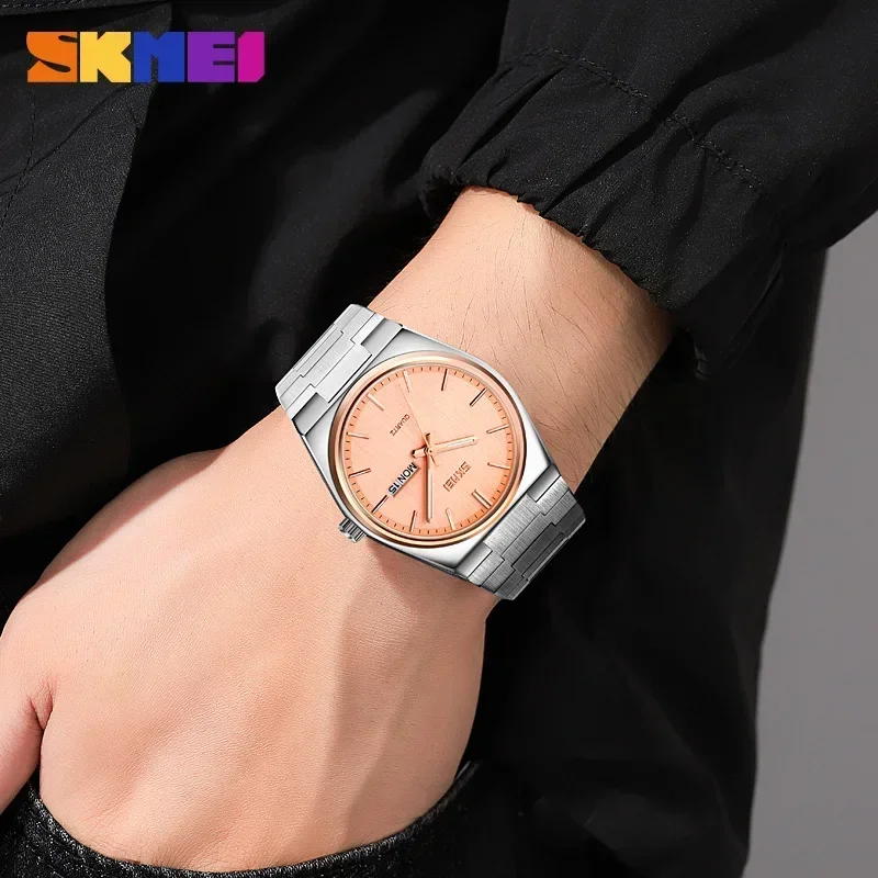 SKMEI-Montre à quartz étanche pour homme, montres-bracelets d'affaires, horloge décontractée, plein acier, temps, semaine, sport, homme, 9288