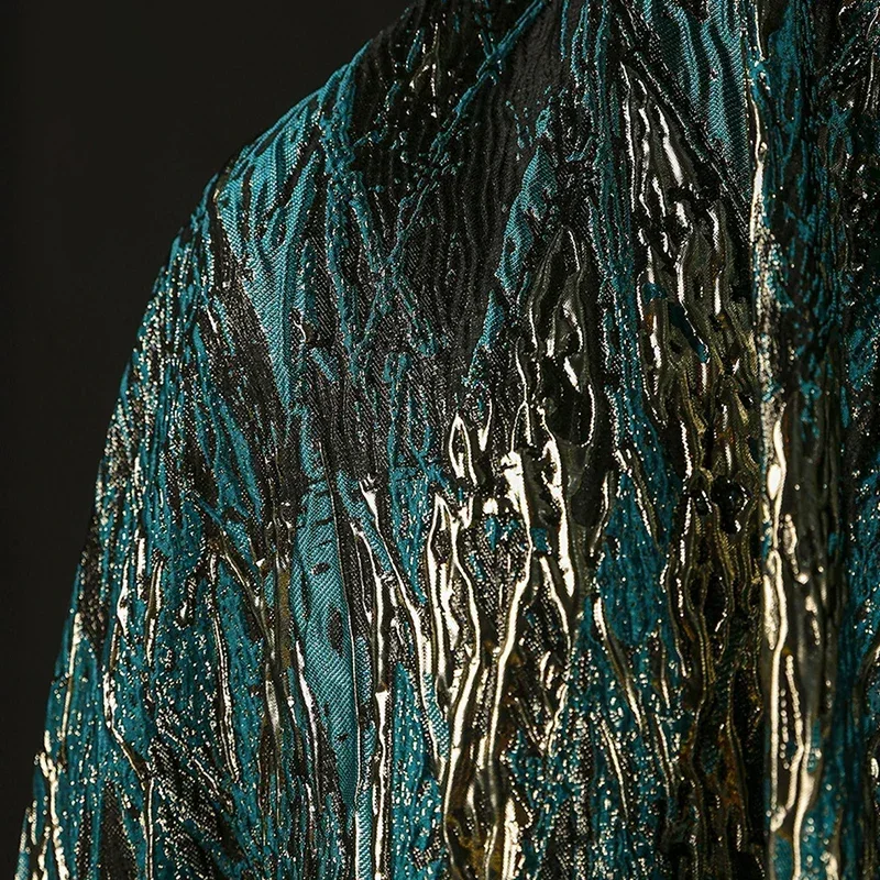 Heavy Texture Undulating Vein Gilded Jacquard Fabric 3D National Style DIY High-Grade Coat Jacket Hanfu Clothing Designer Fabric