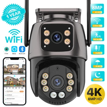 Caméra PTZ 4K 8MP HD Wifi Caméra PTZ extérieure 4MP double objectif Double écran Suivi automatique IA Caméra IP CCTV Audio vidéo surveillance P2P iCSee 12 meilleurs marchés de ventes - No 9
