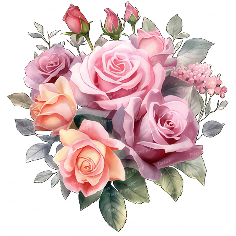 Three Ratels QCF348 Romantic Rose Bouquet Room Art Decoration Stickers Waterproof Car Stickers