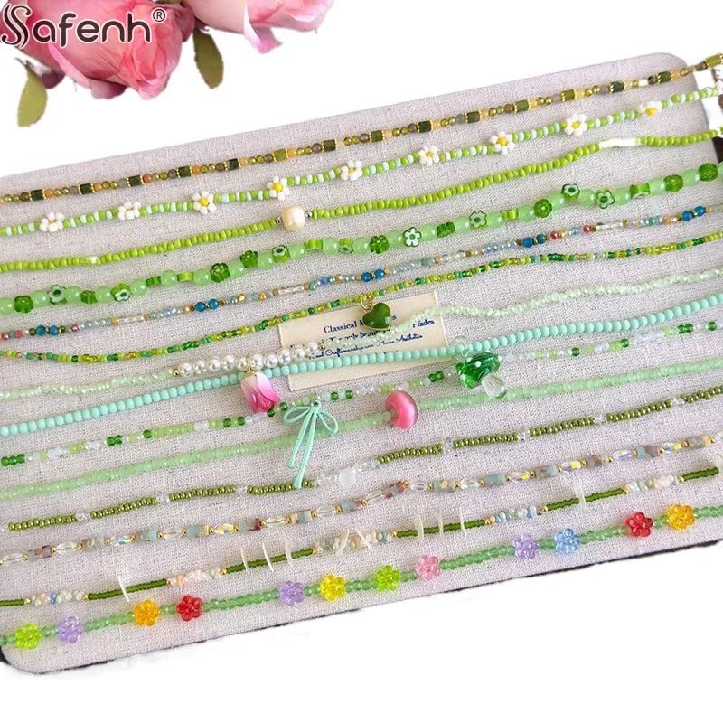 1 قطعة الصيف الأخضر اليدوية مطرز المختنق قلادة ضوء تصميم فاخر سلسلة الترقوة مجوهرات 2026 الإكسسوارات #5