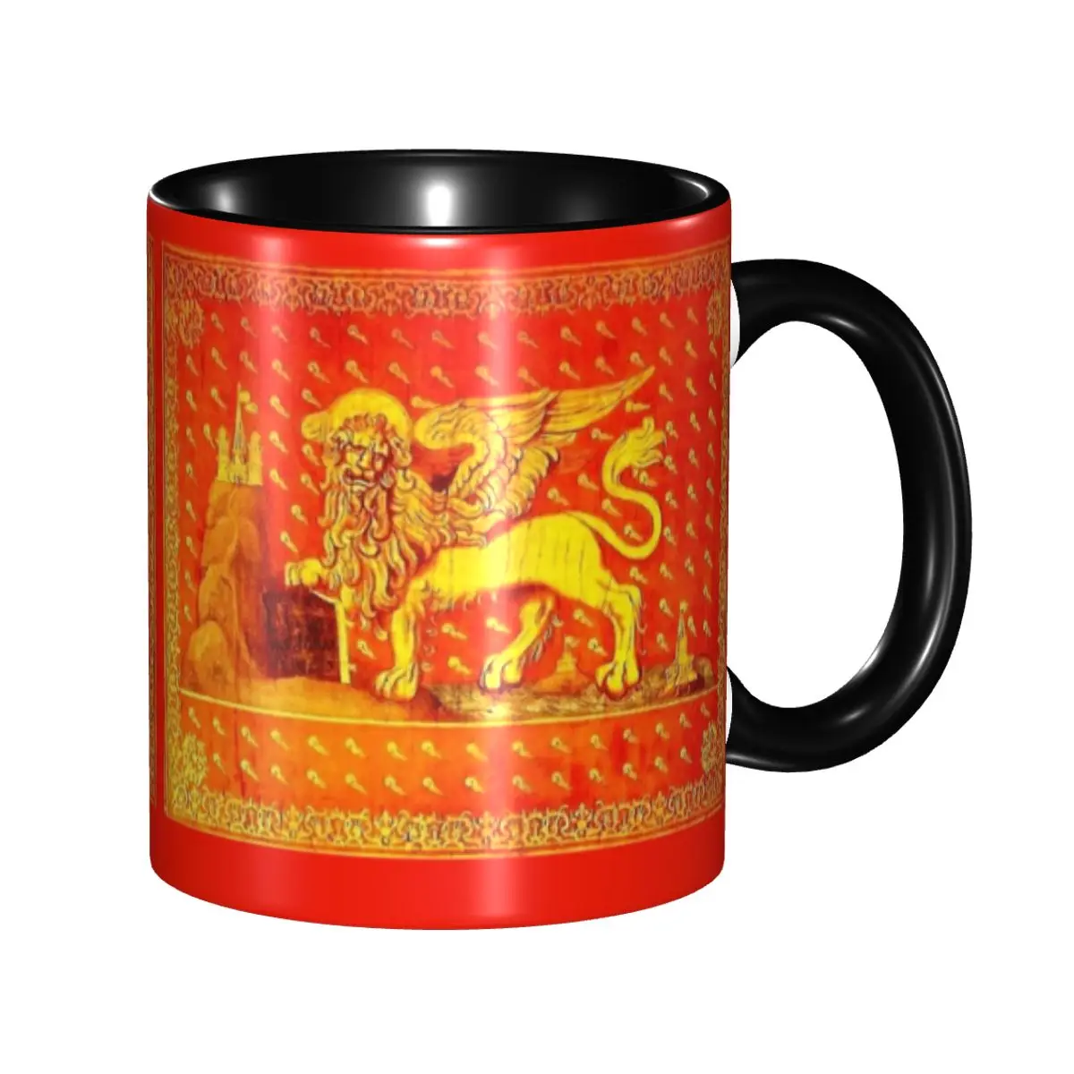 Tazas de café con bandera de Venecia, taza de cerámica personalizada con León de San Mark, regalo creativo