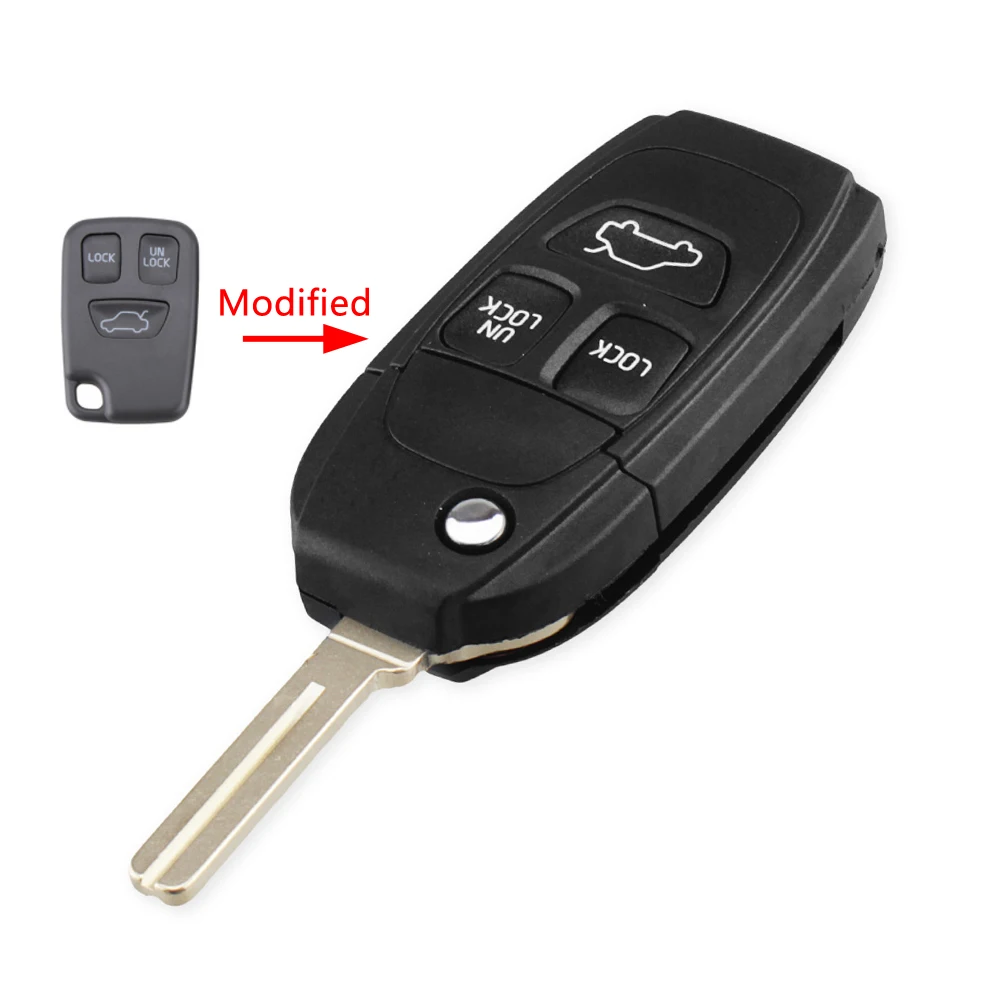 KEYYOU 3 Buttons Remote Flip Folding Smart Car Key Shell Case For Volvo XC70 XC90 V50 V70 S60 S80 Auto Key Fob Cover