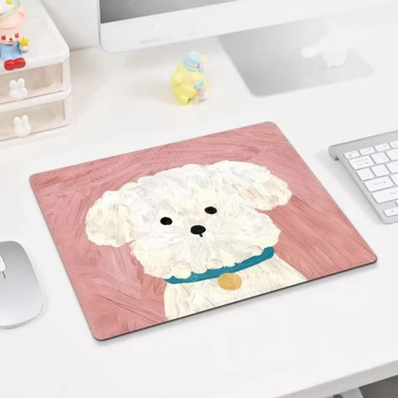 Cute Puppy Mouse Pad Anti-Slip Natural Rubber Lockedge Mousepad Cartoon Dog Office Home Laptop Computer Portable Small Mouse Mat