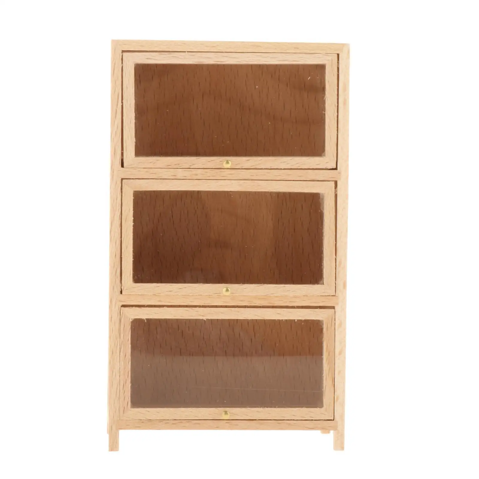 1:12 Dollhouse Wooden Bookcase Furniture Three Floors Bookshelf Handmade Display Wood Shelf Cabinet for Doll House Living Room