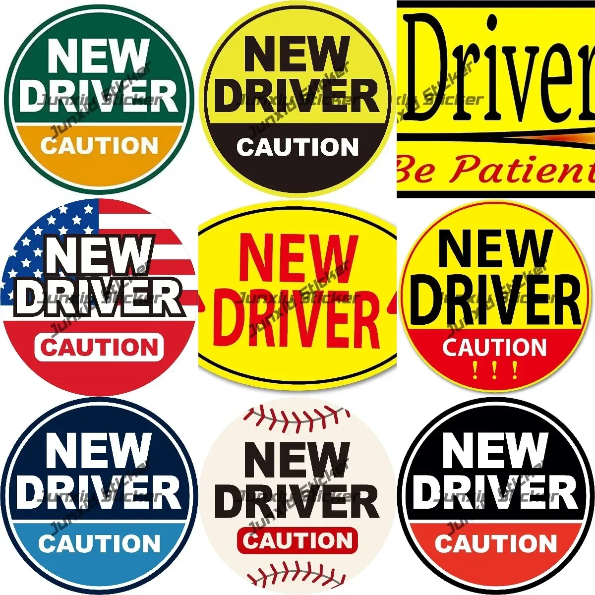 New Student Driver Sticker Please Be Patient Vinyl Decal New Beginner Driver Sign Caution Sticker Round Labels Gift for Teen